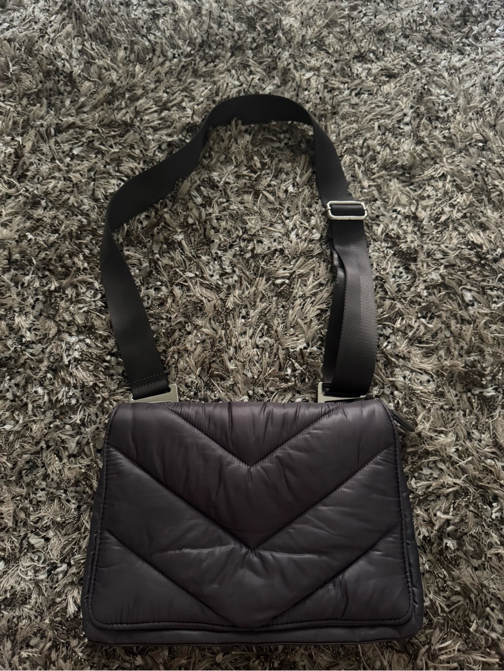 Athleta Quilted Black Crossbody Bag with Adjustable Strap